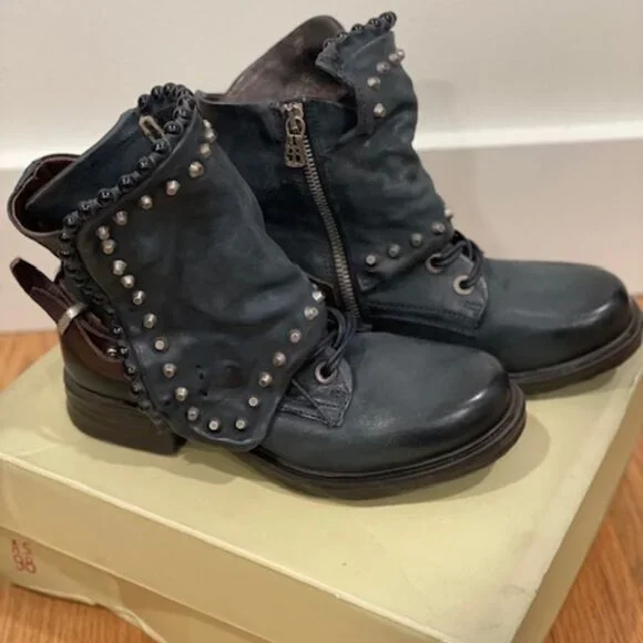 NWT AS98 Studded Simon Moto Boots EU35 (US 5-5.5) - Picture 3 of 5